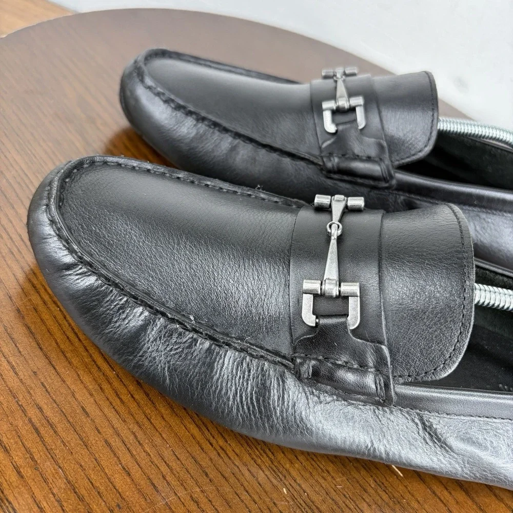Cole Haan Somerset Shoes Men's 10M Black Leather Horsebit Bit Driving Loafers